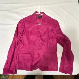 Jones New York Fuchsia Silk Damask Blazer Women’s Size Small 3 Button
